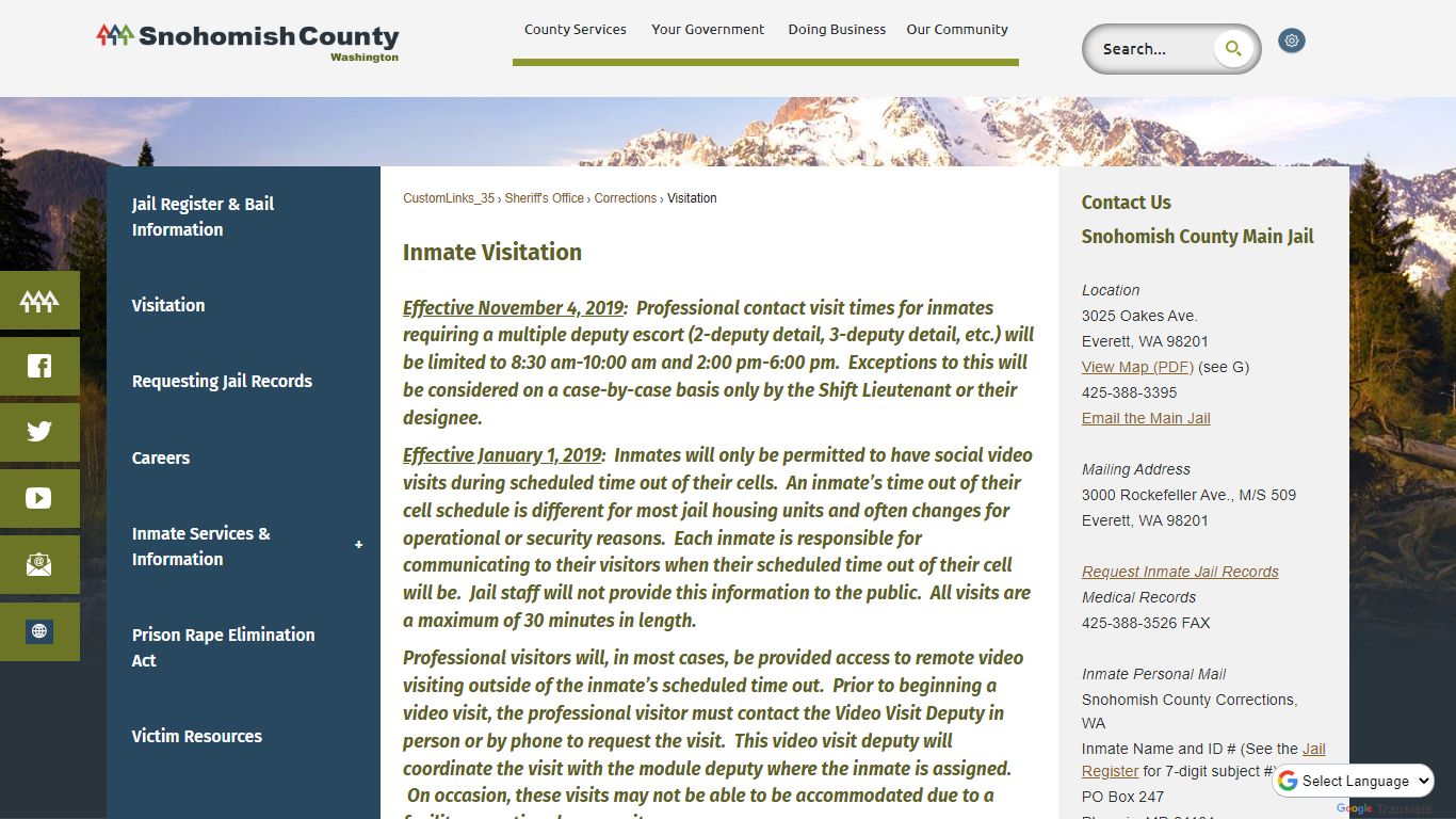 Inmate Visitation | Snohomish County, WA - Official Website